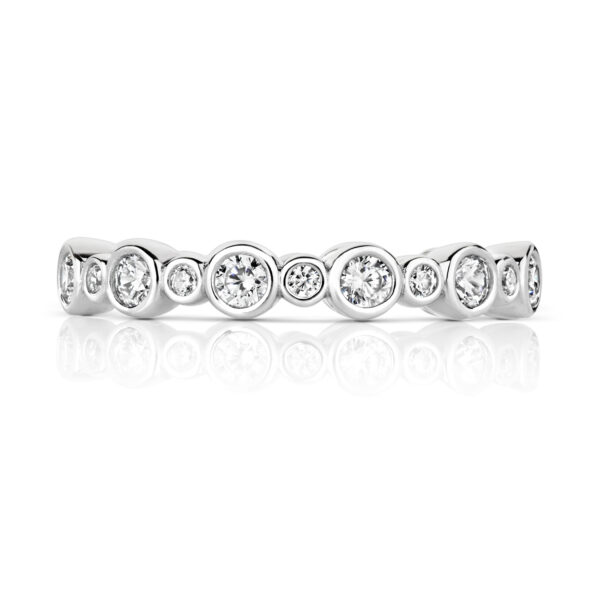 Sterling Silver Rubover Stones With Alternating Rounds Ring