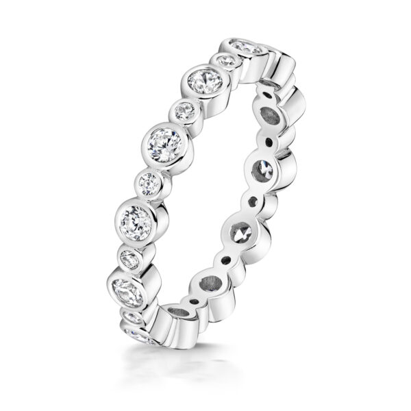 Sterling Silver Rubover Stones With Alternating Rounds Ring - Image 2
