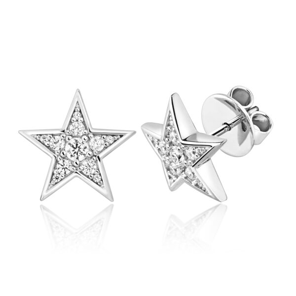STERLING SILVER PAVE SET STAR SHAPE STUD EARRINGS (LAPIDARY)