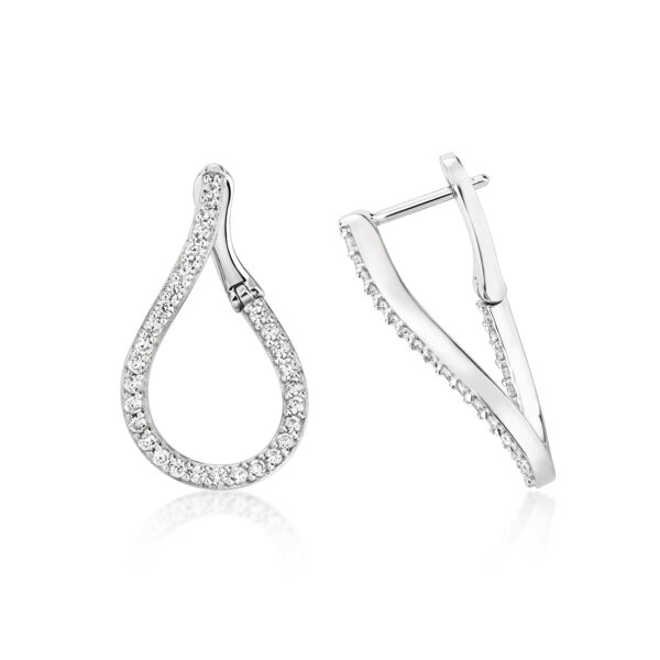 STERLING SILVER GRAIN SET TWISTED HOOP EARRINGS