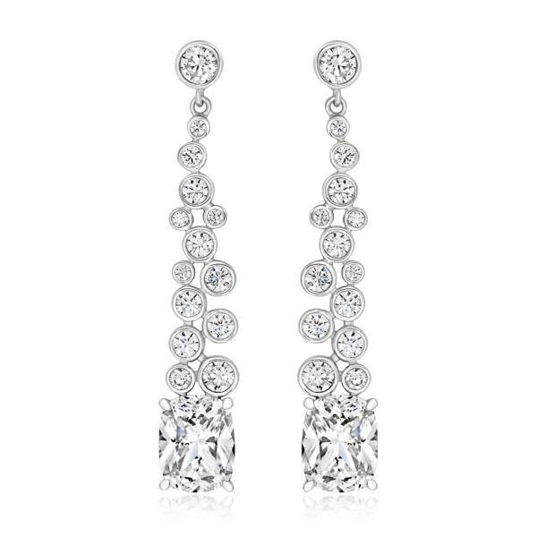 STERLING SILVER CUSHION CUT SET WITH MULTI STONE EARRINGS (LAPIDARY)