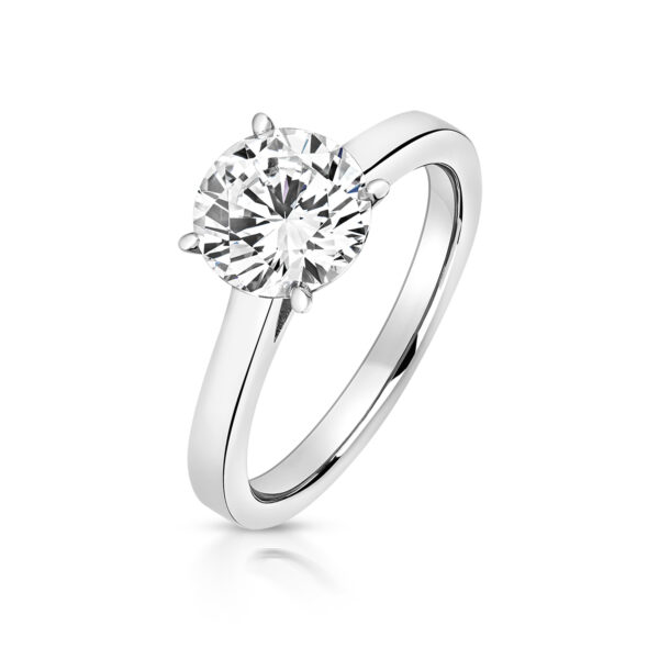 Sterling Silver Round Solitaire Set With 4 Talon Claws Ring