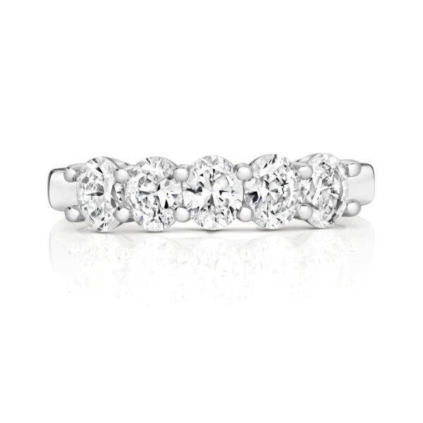 Sterling Silver Oval Claw Set 5 Stone Ring