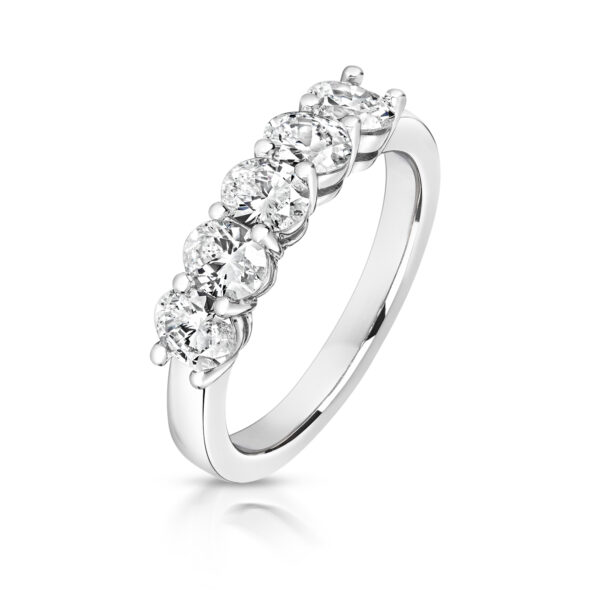 Sterling Silver Oval Claw Set 5 Stone Ring - Image 2