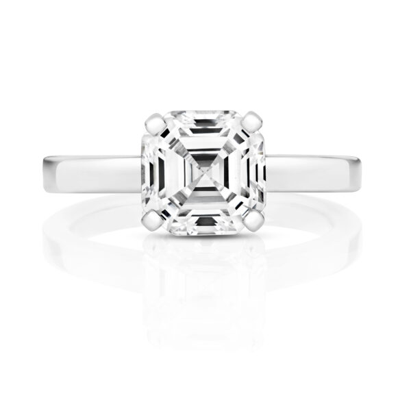 Sterling Silver Asscher Cut Solitaire Set With 4 Flat Claws Ring - Image 2