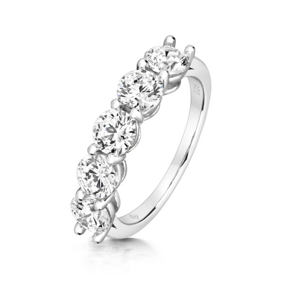 STERLING SILVER 5 STONE RING (LAPIDARY)