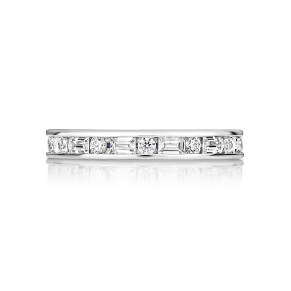 Sterling Silver Baguette And Round Stones Full Eternity Ring - Image 2