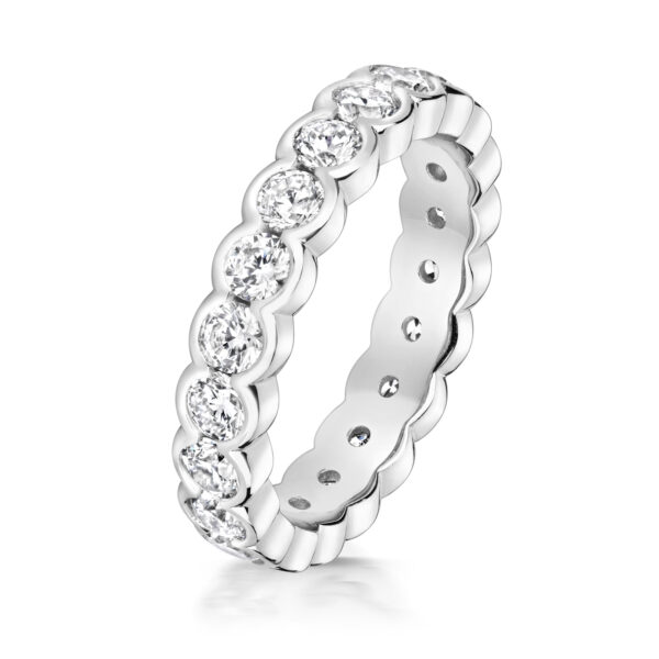 Sterling Silver Round Stones Scallop Set Full Eternity Ring - Image 2