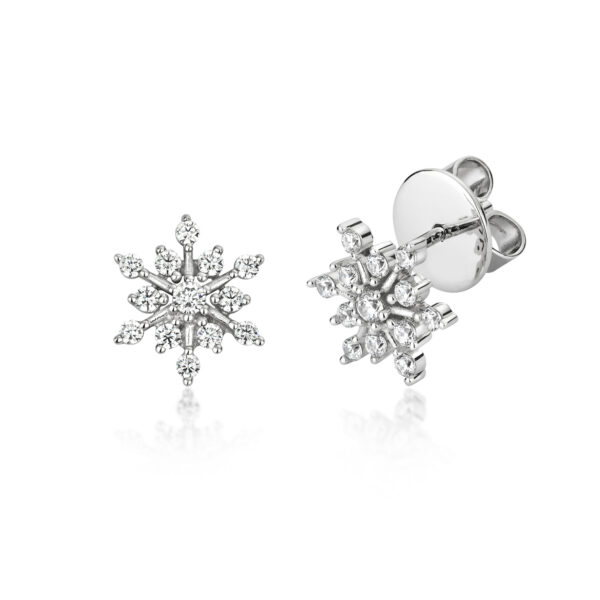 STERLING SILVER SNOW FLAKE STUD EARRINGS (LAPIDARY)