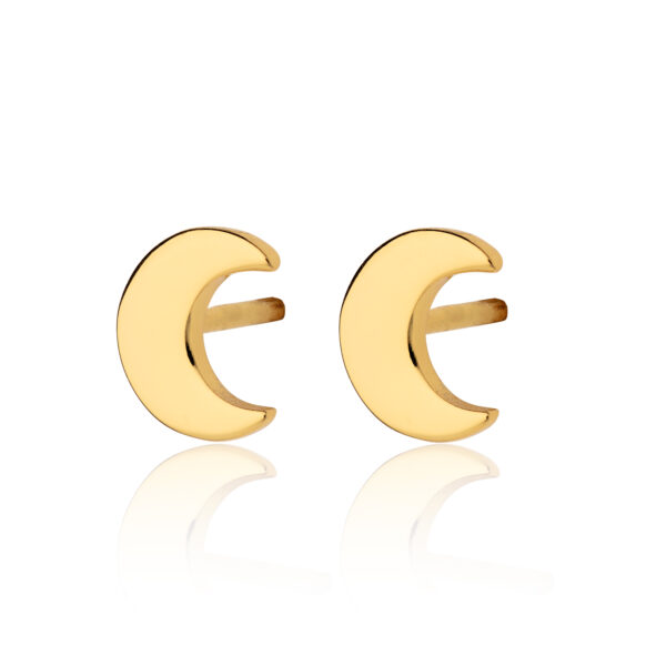 Pave Crescent Moon Stud Earrings (Gold Plated)