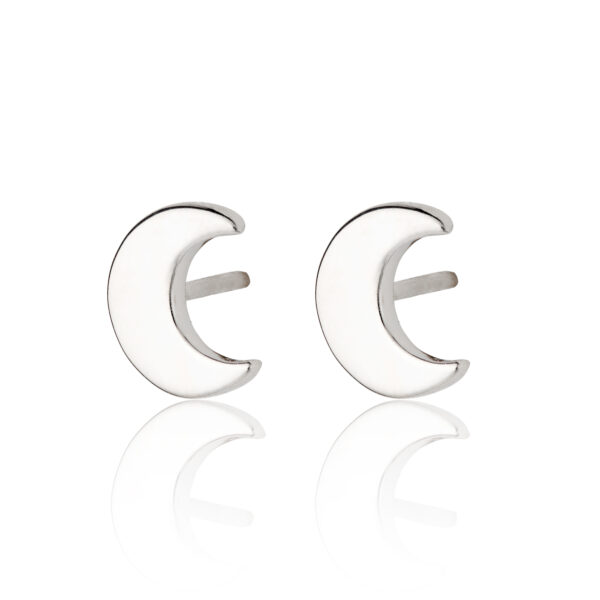 Pave Crescent Moon Stud Earrings