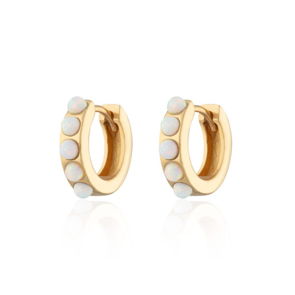 Opal Huggie Earrings (Gold Plated)