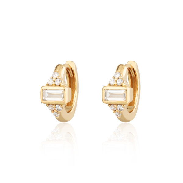 Audrey Huggie Earrings with Clear Stones (Gold Plated)