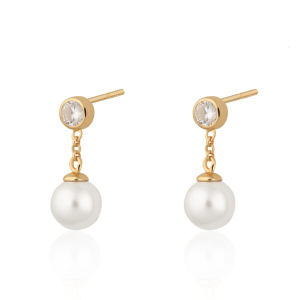 Hannah Martin Pearl Drop Stud Earrings (Gold Plated)