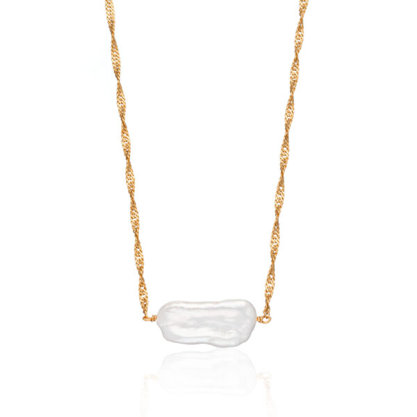 Pearl Twist Chain Necklace (Gold Plated)