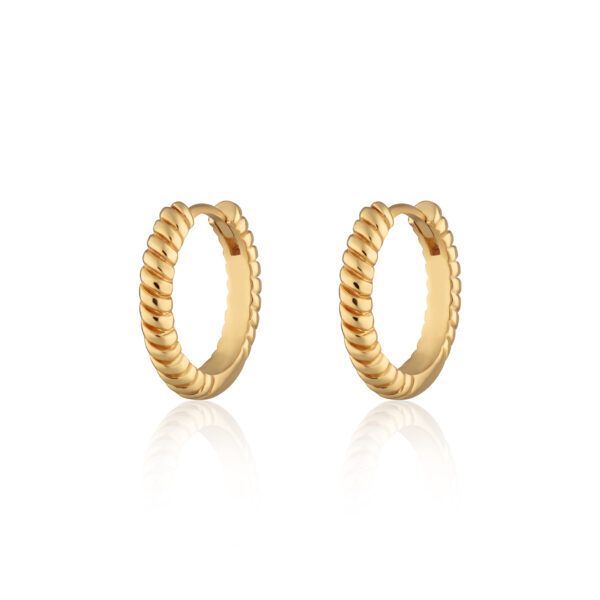 Large Twist Huggie Hoop Earrings (Gold Plated)