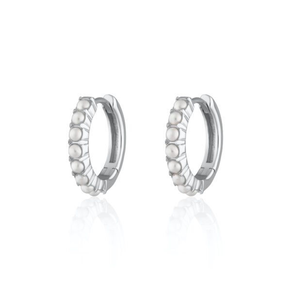 Large Pearl Huggie Hoop Earrings