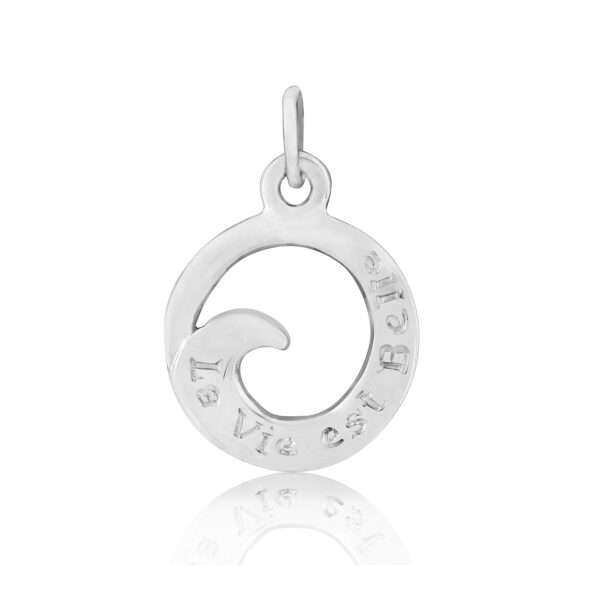 Sterling Silver Wave Charm/Pendant (Life Is Beautiful)