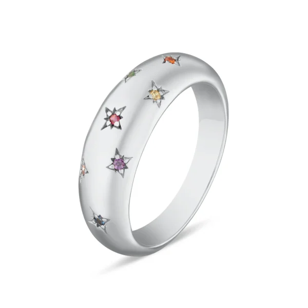 CELESTIAL DOME RING WITH RAINBOW STONES