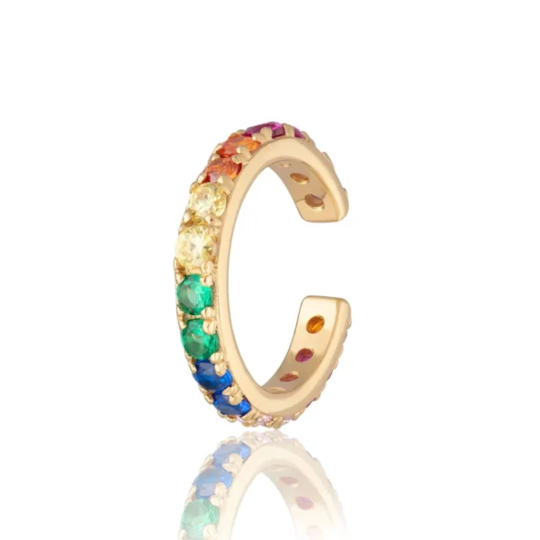 Rainbow Sparkling Single Ear Cuff (Gold Plated)