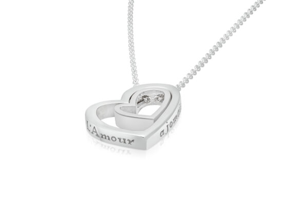 STERLING SILVER DOUBLE HEART PENDANT (LOVE FOREVER)
