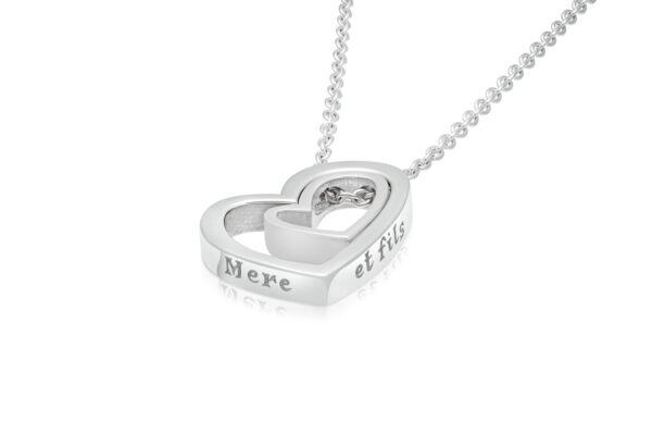 STERLING SILVER  DOUBLE HEART PENDANT (MOTHER & SON )