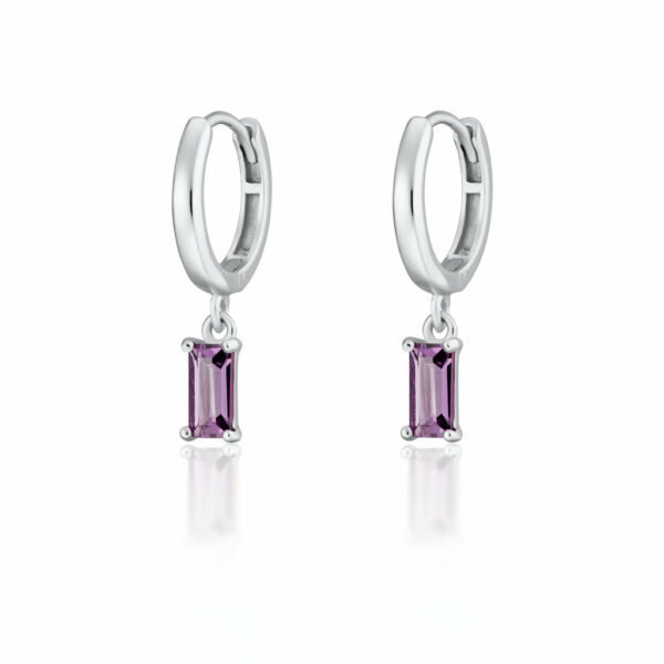 Hannah Martin Violet Baguette Charm Hoop Earrings