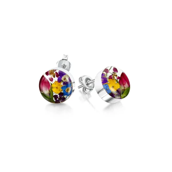 STERLING SILVER MIXED FLOWER STUDS