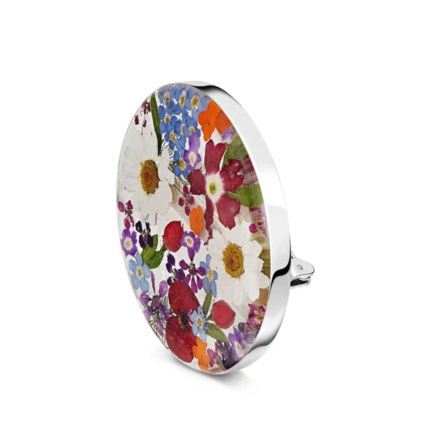 STERLING SILVER MIXED FLOWER BROOCH - Image 2