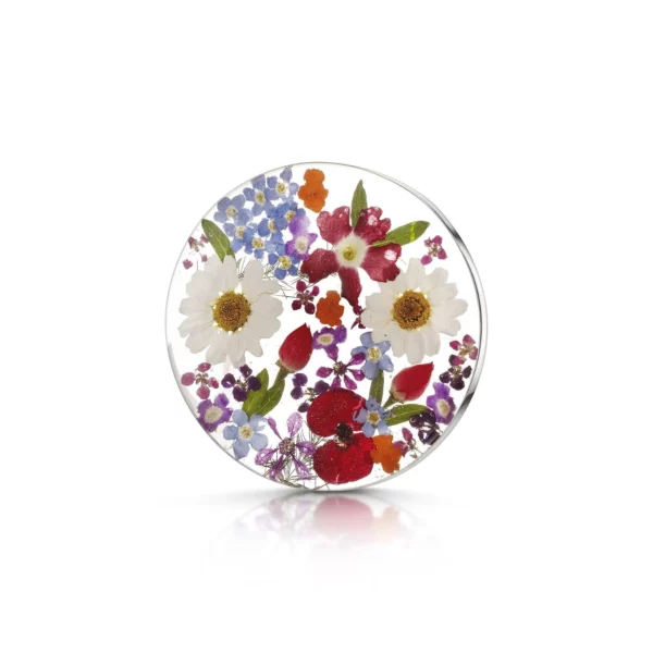 STERLING SILVER MIXED FLOWER BROOCH
