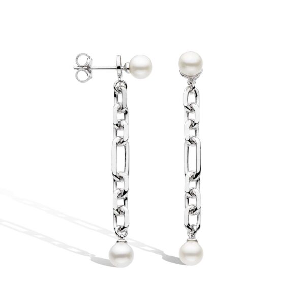 Revival Figaro Pearl Chain Link Drop Earrings
