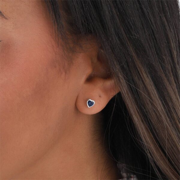 Baby Boy Heart Earrings Blue Crystal Heart - Image 3