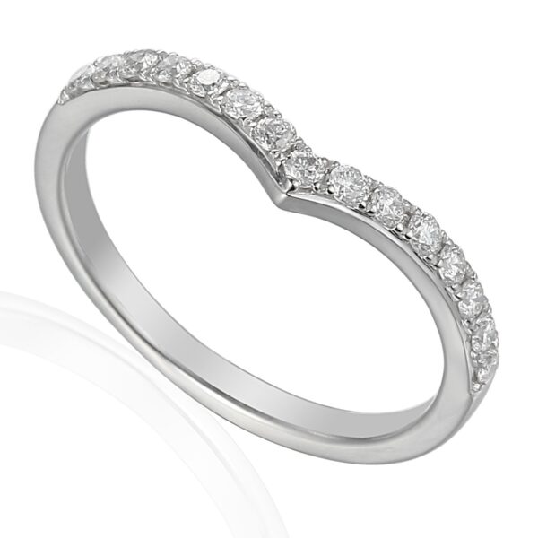 Platinum Round Brilliant Cut Diamond Micro Set Wishbone Half Eternity Ring 0.20ct