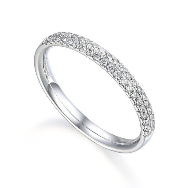 Platinum Round Brilliant Cut Diamond Micro Set Double Row Half Eternity Ring 0.23ct