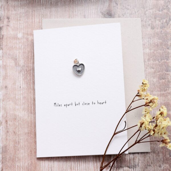 Sterling Silver Miles Apart Oxidised Heart Card