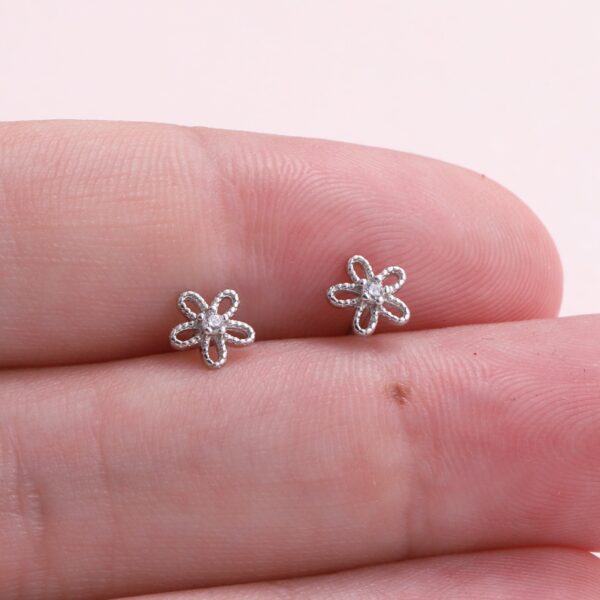 Let Your Dream Blossom Flower Earrings Silver - Image 3