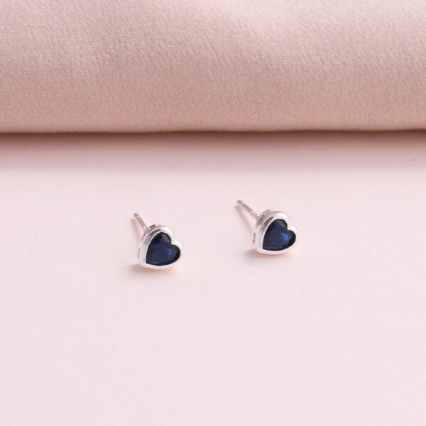 Baby Boy Heart Earrings Blue Crystal Heart - Image 2