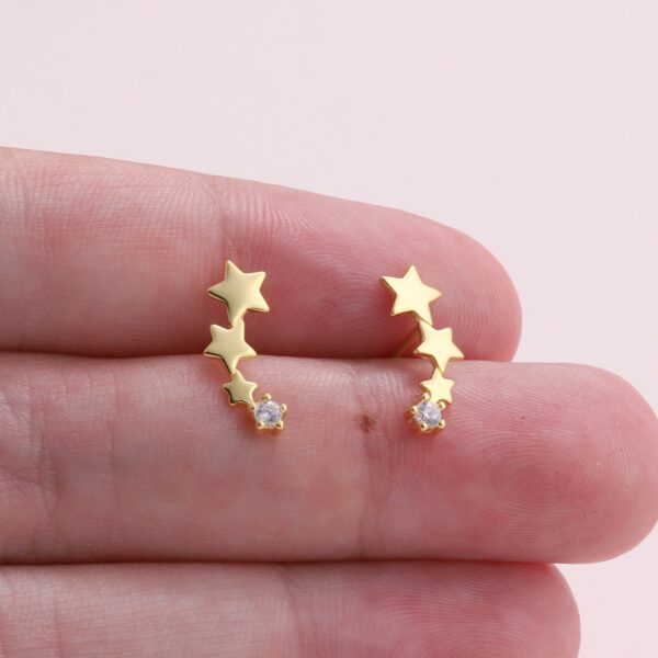 Friends Are Stars..Four Stars Earrings Gold - Image 2