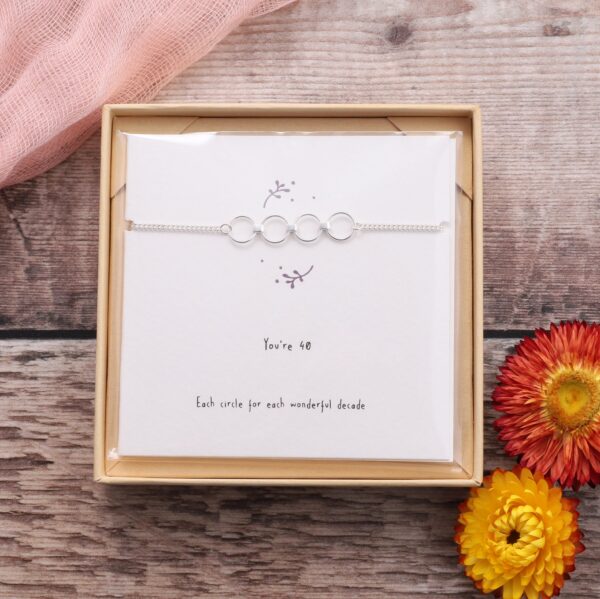 40th Birthday Circle Bracelet on card