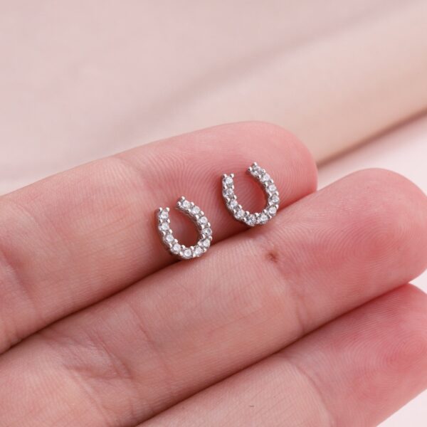 'Best Of Luck' Crystal Horseshoe Earrings - Image 3