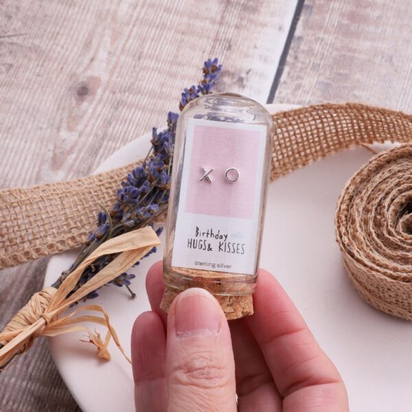 Birthday Kiss Hug Earrings Silver
