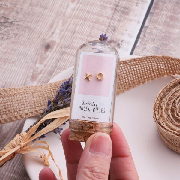 Birthday Kiss Hug Earrings Gold