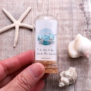 Shell And Starfish Crystal Silver Earrings