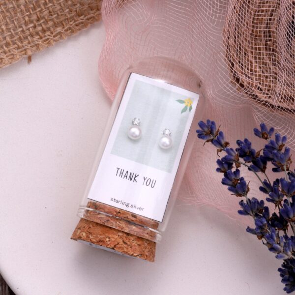 'Thank You' Pearl Earrings Sterling Silver