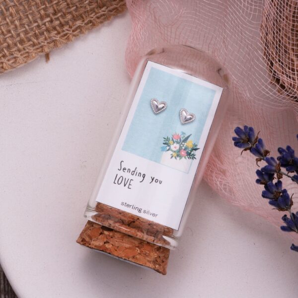 Sending You Love Heart Earrings Silver