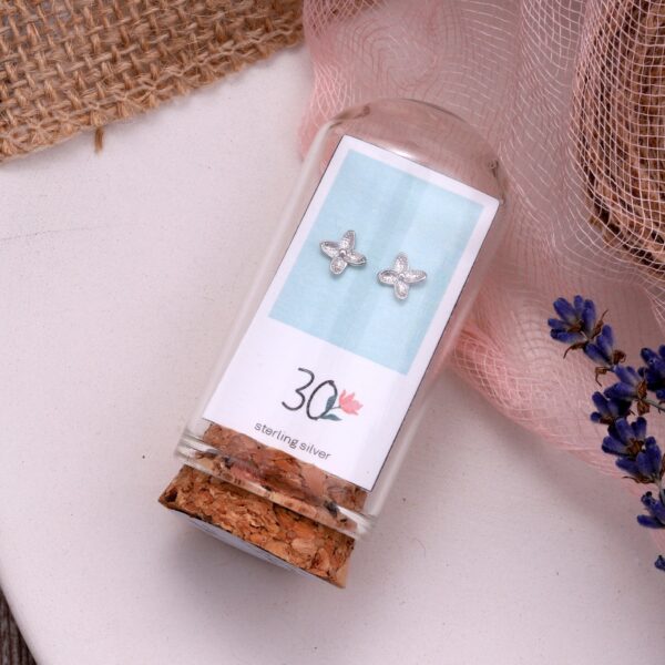 30th Flower Earrings Silver