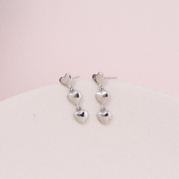 'Lots of love' Triple Hanging Hearts Earrings - Image 3