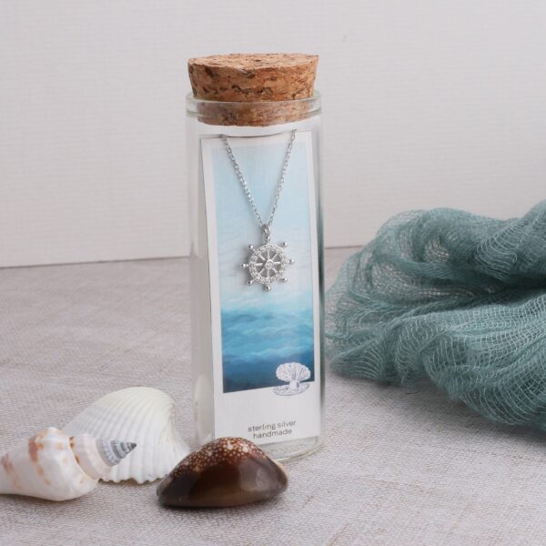 Crystal ships wheel Silver necklace