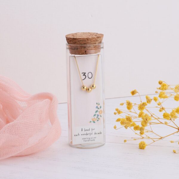 30th Beads Necklace Sterling Silver/Gold Plated
