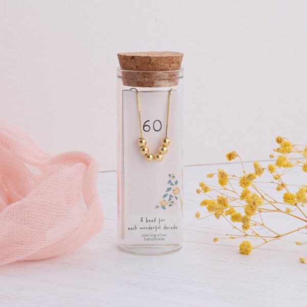 60th Beads Necklace Sterling Silver/Gold Plated